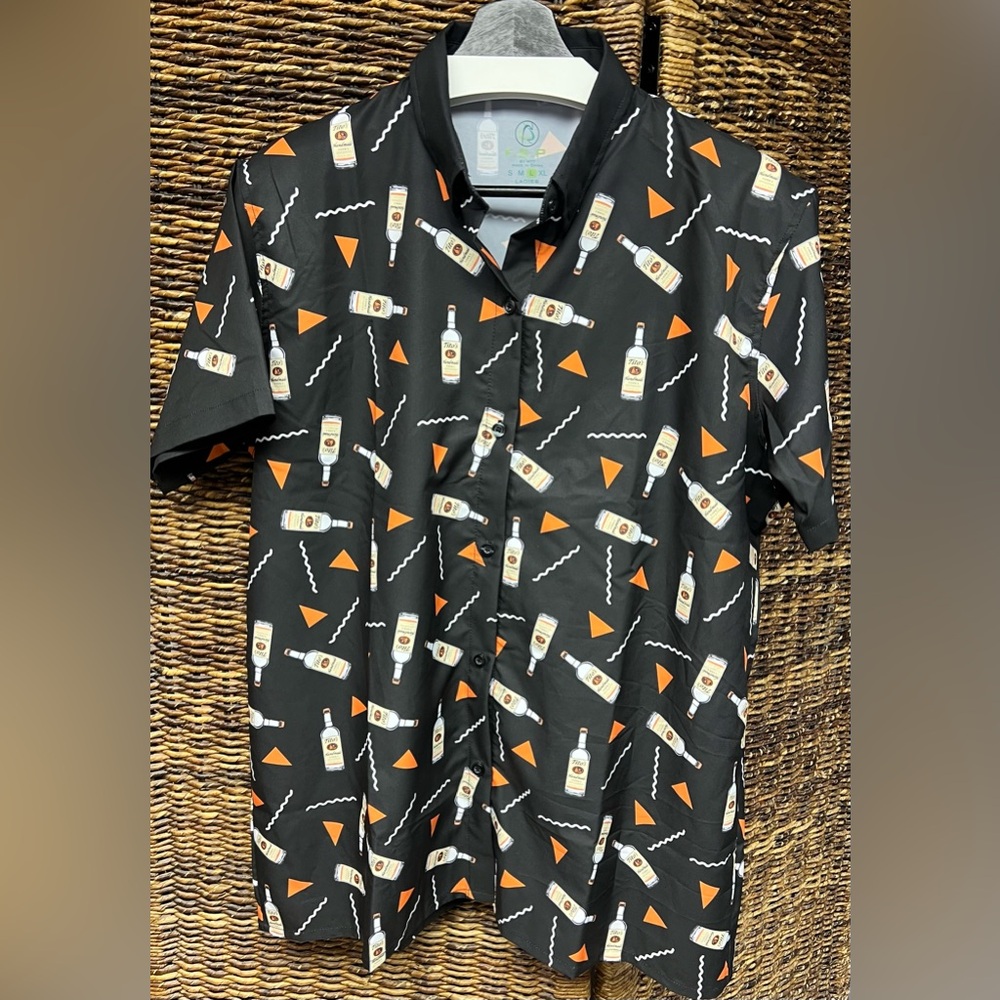 Tito’s- Ladies, Large, Black Patterned Shirt, Button‎ Up